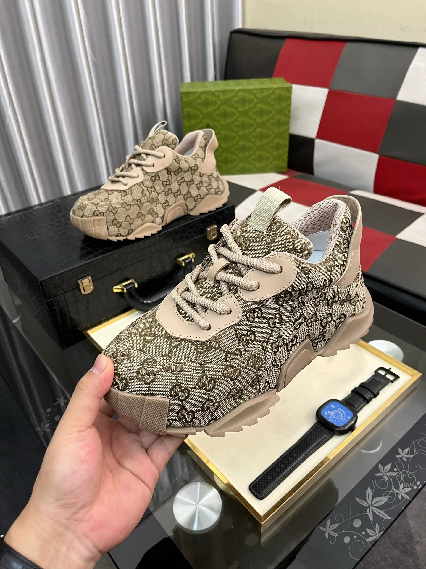 Men's shoes 💰600⌚️⌚️ (GUCCI-Gucci) luxury brand sports and casual shoes, imported original material, sheepskin lining, high-end and comfortable, original outsole is light and wear-resistant! Purely handmade, details determine quality! 38-444️⃣colors available
